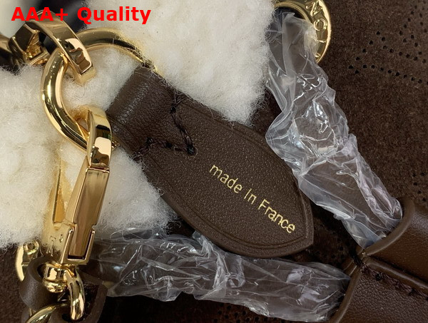 Louis Vuitton Bella Handbag in Chocolate Suede Calfskin Leather and Shearling M26684 Replica