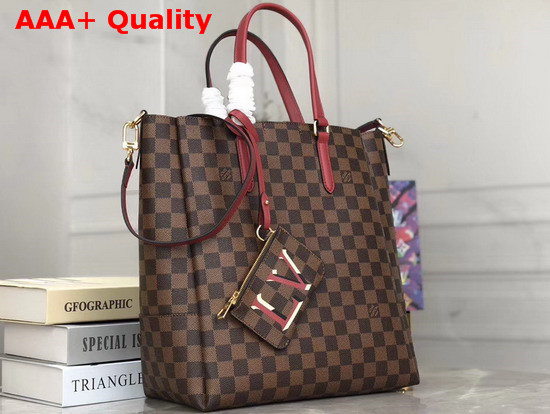 Louis Vuitton Belmont MM Damier Coated Canvas and Cherry Berry Smooth Cowhide Trim N60293 Replica