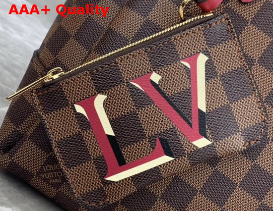 Louis Vuitton Belmont PM Damier Ebene Canvas Red Leather Handles Replica