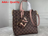 Louis Vuitton Belmont PM Damier Ebene Canvas Venus Pink Leather Handles N60297 Replica