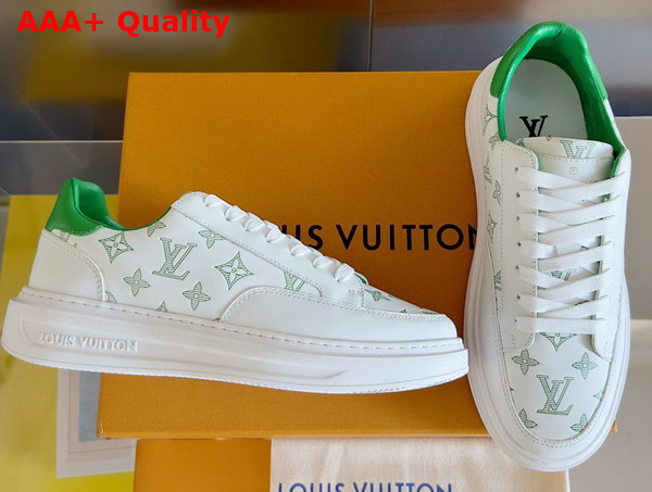 Louis Vuitton Beverly Hills Sneaker Green Monogram Printed Calf Leather 1ABMDX Replica