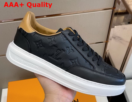 Louis Vuitton Beverly Hills Sneaker Noir Monogram Embossed Grained Calf Leather 1A8V43 Replica