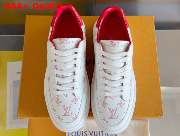 Louis Vuitton Beverly Hills Sneaker Red Monogram Printed Calf Leather 1ABMCX Replica