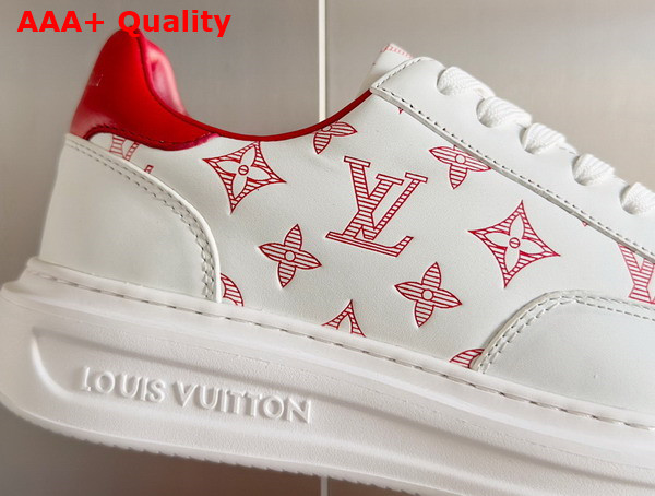 Louis Vuitton Beverly Hills Sneaker Red Monogram Printed Calf Leather 1ABMCX Replica
