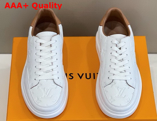 Louis Vuitton Beverly Hills Sneaker in White Monogram Embossed Grained Calf Leather 1A8V3L Replica