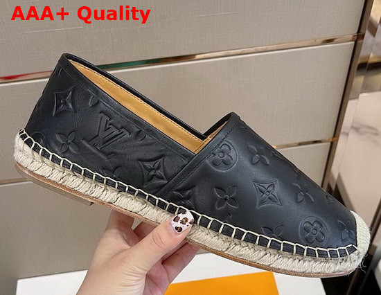 Louis Vuitton Bidart Espadrille Black Monogram Embossed Calf Leather Replica