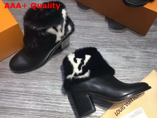 Louis Vuitton Black Leather Ankle Boot with Mink Fur Replica