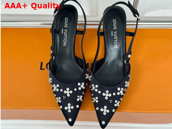 Louis Vuitton Blossom Slingback Pump in Black Embroidered Fabric Replica