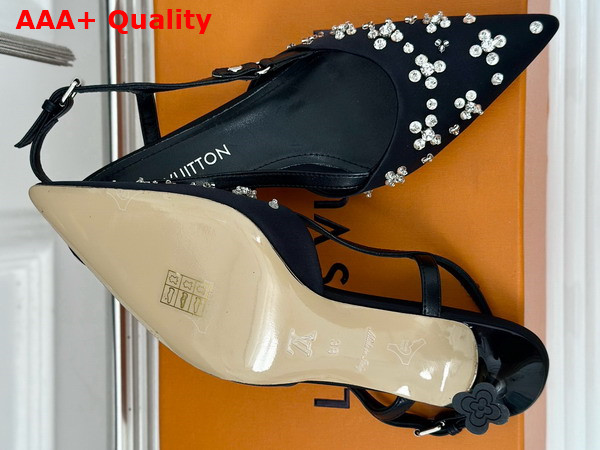 Louis Vuitton Blossom Slingback Pump in Black Embroidered Fabric Replica