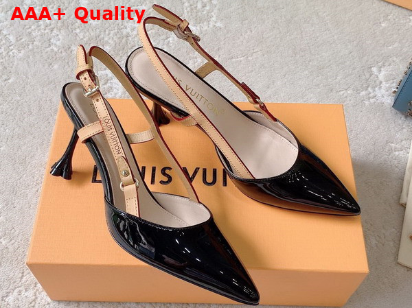 Louis Vuitton Blossom Slingback Pump in Black Patent Calf Leather 1AC8NY Replica