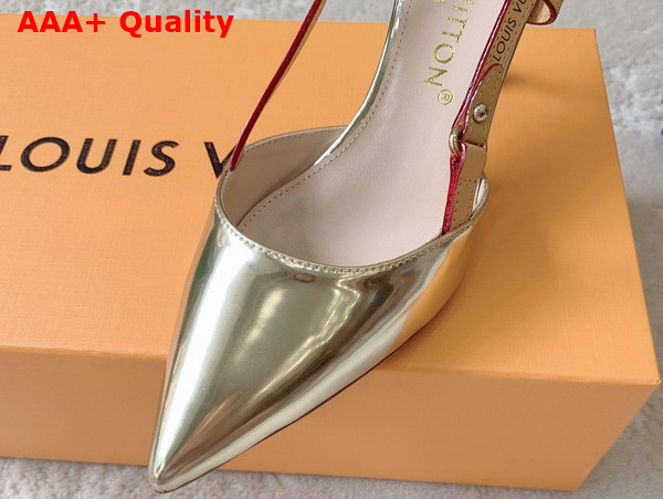 Louis Vuitton Blossom Slingback Pump in Gold Patent Calf Leather 1AC8NY Replica