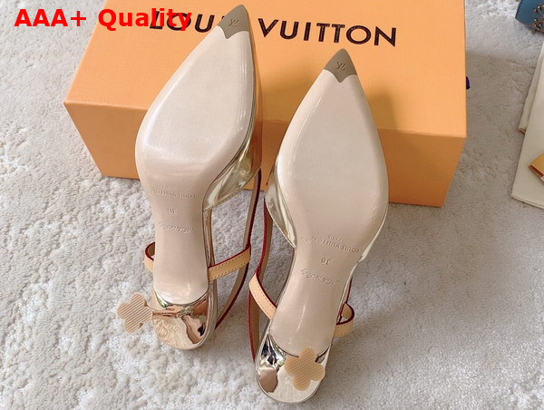 Louis Vuitton Blossom Slingback Pump in Gold Patent Calf Leather 1AC8NY Replica