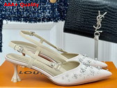 Louis Vuitton Blossom Slingback Pump in Nude Beige Embroidered Fabric 1ACO7P Replica