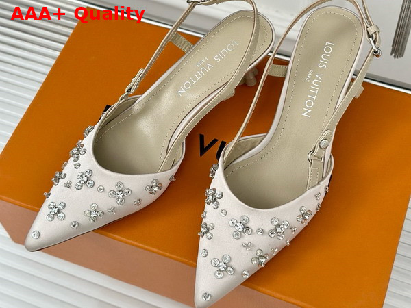 Louis Vuitton Blossom Slingback Pump in Nude Beige Embroidered Fabric 1ACO7P Replica