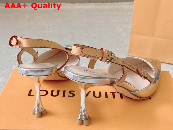 Louis Vuitton Blossom Slingback Pump in Silver Patent Calf Leather Replica