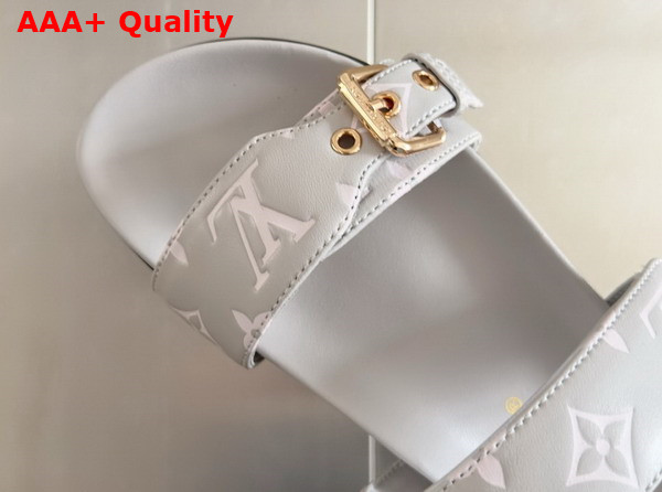 Louis Vuitton Bom Dia Comfort Mule in Gray Monogram Empreinte Leather 1AGXV0 Replica