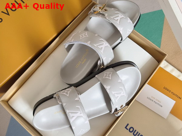 Louis Vuitton Bom Dia Comfort Mule in Gray Monogram Empreinte Leather 1AGXV0 Replica