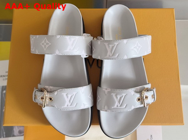 Louis Vuitton Bom Dia Comfort Mule in Gray Monogram Empreinte Leather 1AGXV0 Replica
