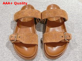 Louis Vuitton Bom Dia Flat Comfort Mule in Camel Brown Perforated Suede Goat Leather 1ACTGI Replica