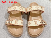 Louis Vuitton Bom Dia Flat Comfort Mule in Natural Raffia 1ACZID Replica