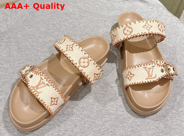 Louis Vuitton Bom Dia Flat Comfort Mule in Natural Raffia 1ACZID Replica