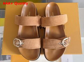 Louis Vuitton Bom Dia Flat Comfort Mule in Tobacco Brown Suede Calf Leather 1AGXTO Replica