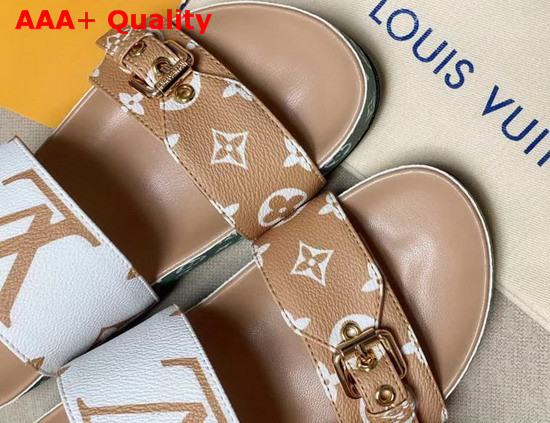 Louis Vuitton Bom Dia Flat Mule in Nude and White Monogram Canvas Replica
