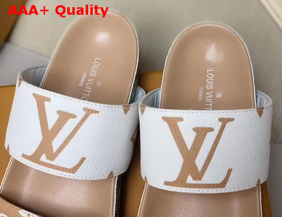 Louis Vuitton Bom Dia Flat Mule in Nude and White Monogram Canvas Replica