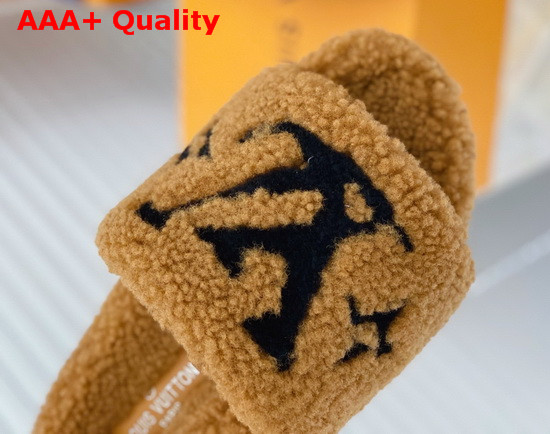 Louis Vuitton Bom Dia Flat Mules Brown Shearling Replica
