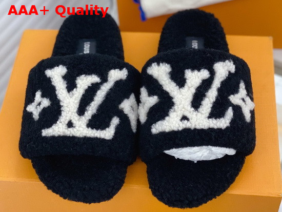 Louis Vuitton Bom Dia Flat Mules Noir Shearling 1A8CXB Replica