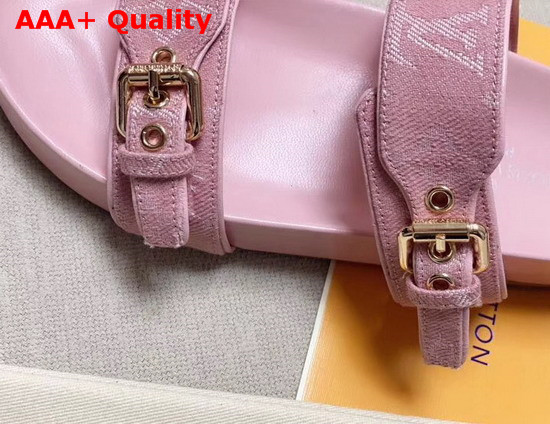 Louis Vuitton Bom Dia Flat Mules Pink Monogram Denim Replica