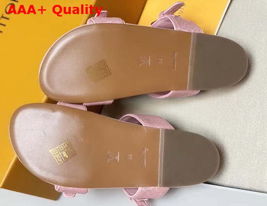 Louis Vuitton Bom Dia Flat Mules Pink Monogram Denim Replica