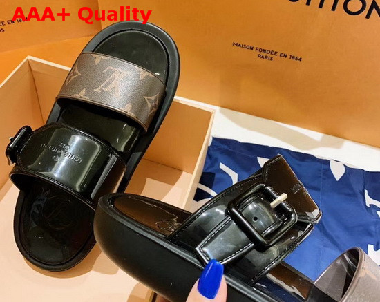 Louis Vuitton Bom Dia Mule in Black Rubber with Monogram Motif Replica