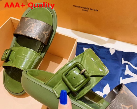 Louis Vuitton Bom Dia Mule in Green Rubber with Monogram Motif Replica