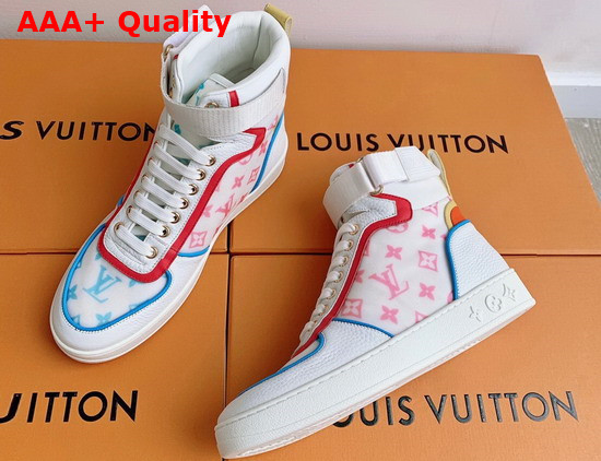 Louis Vuitton Boombox Sneaker Boot Blue Pink Mix of Materials 1A8NZ4 Replica