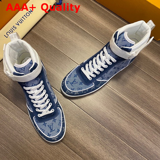 Louis Vuitton Boombox Sneaker Boot in Blue Monogram Denim Replica