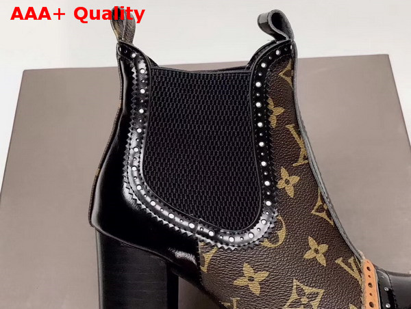 Louis Vuitton Boyish Ankle Boot in Calf Leather and Patent Monogram Canvas 1A3G7F Replica