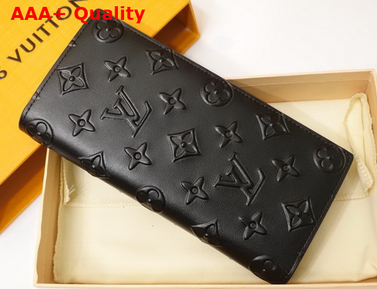 Louis Vuitton Brazza Wallet Black Monogram Seal Leather Replica