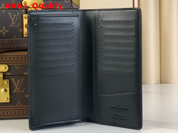Louis Vuitton Brazza Wallet Black and White Brushed Monogram Cowhide Leather Replica