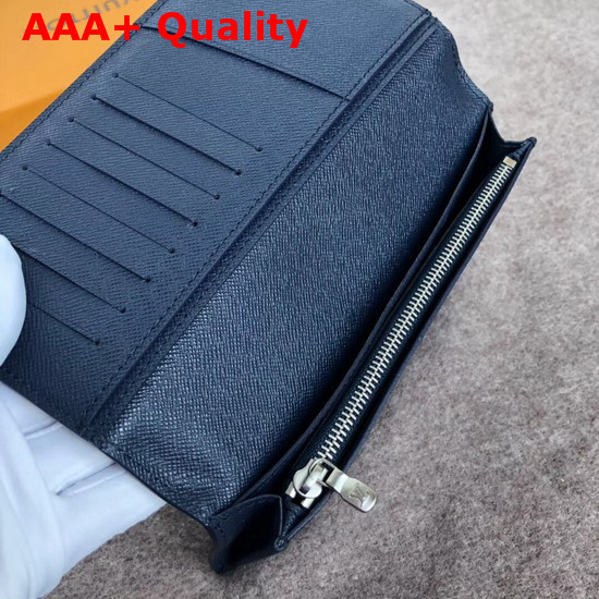 Louis Vuitton Brazza Wallet Epi Bleu Azur with LV Circle Signature Replica