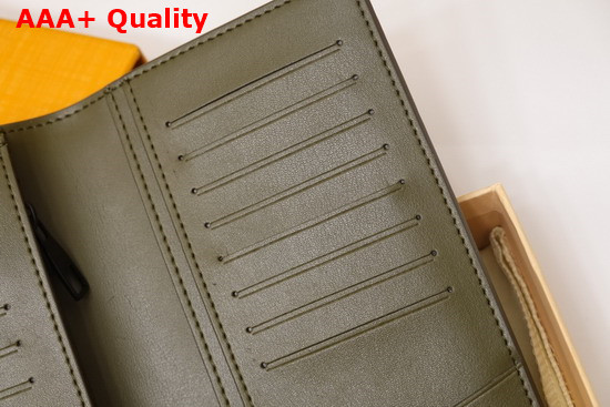 Louis Vuitton Brazza Wallet Khaki Monogram Seal Leather Replica