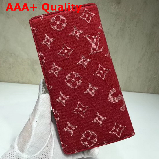 Louis Vuitton Brazza Wallet Monogram Denim Red Replica