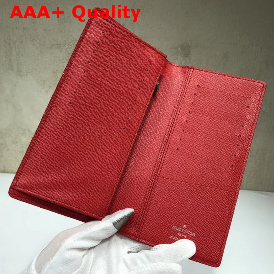 Louis Vuitton Brazza Wallet Monogram Denim Red Replica
