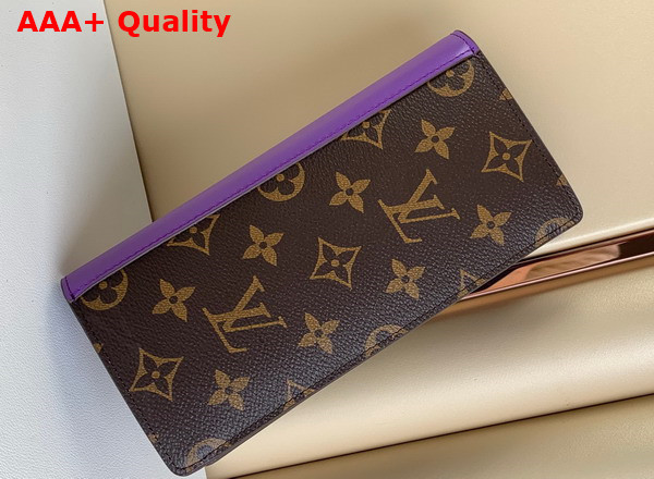 Louis Vuitton Brazza Wallet Monogram Macassar Coated Canvas and Purple Cowhide Leather M81538 Replica