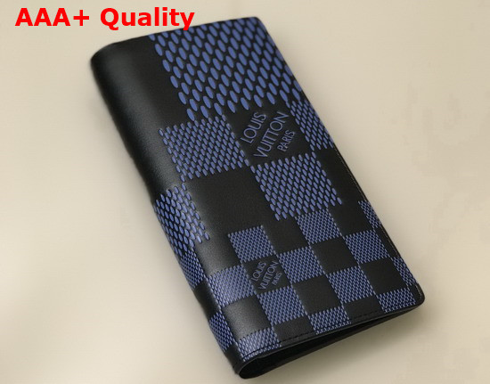 Louis Vuitton Brazza Wallet Navy Blue and Black Damier Infini 3D Cowhide Leather Replica