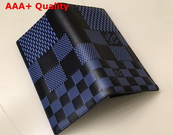 Louis Vuitton Brazza Wallet Navy Blue and Black Damier Infini 3D Cowhide Leather Replica