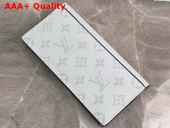 Louis Vuitton Brazza Wallet White Taiga Cowhide Leather and Monogram Coated Canvas Replica