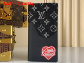 Louis Vuitton Brazza Wallet in Black Monogram Denim and Taurillon Leather Replica