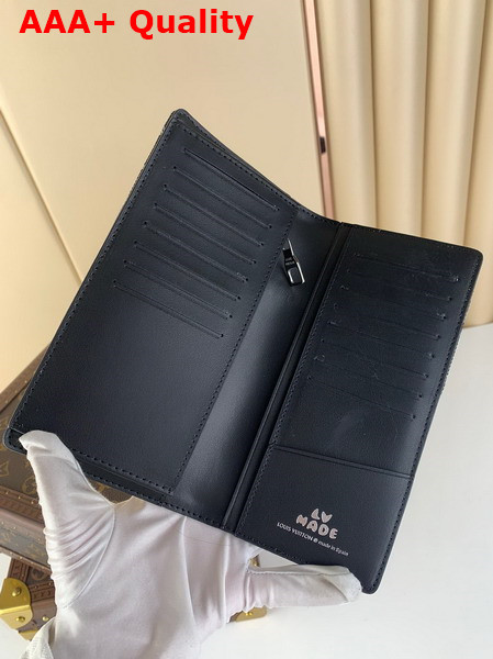 Louis Vuitton Brazza Wallet in Black Monogram Denim and Taurillon Leather Replica