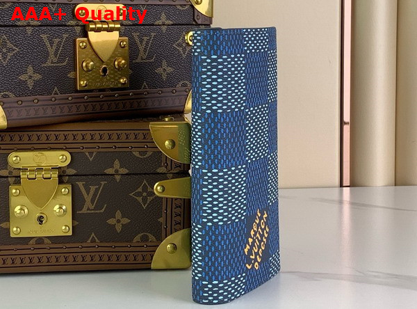 Louis Vuitton Brazza Wallet in Blue Damier Heritage Coated Canvas Replica